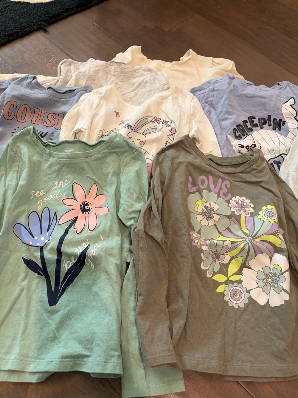 Bundle of long sleeve toddler 5t girls shirts carters osh kosh old navy cat owl